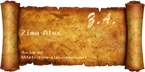 Zima Alex névjegykártya